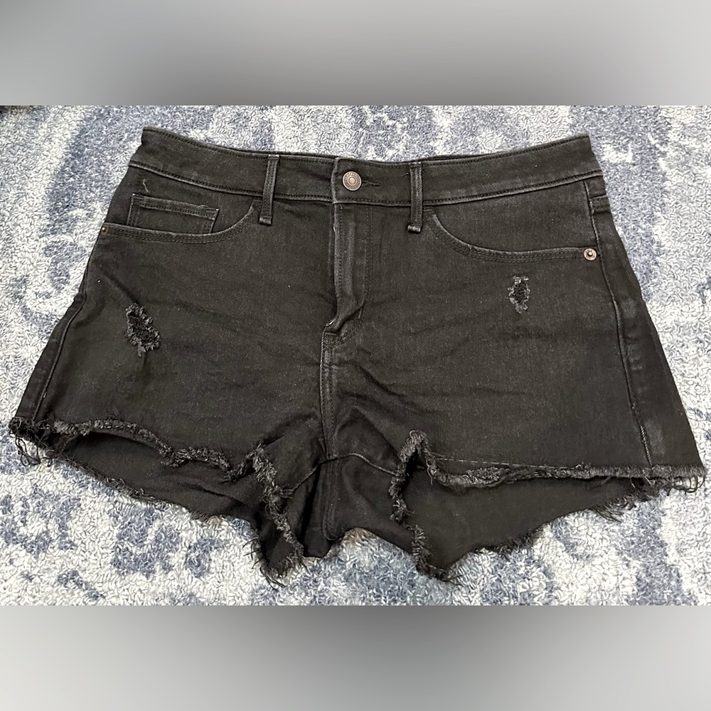 Abercrombie and fitch black denim shorts size 4/27